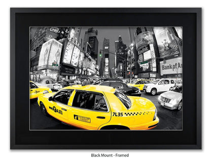 New York City Times Square Yellow Taxi Ð Black and White Selective Color Poster