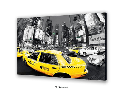 New York City Times Square Yellow Taxi Ð Black and White Selective Color Poster