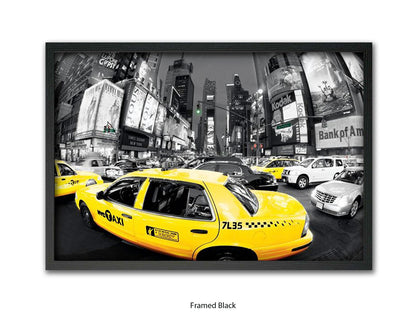 New York City Times Square Yellow Taxi Ð Black and White Selective Color Poster