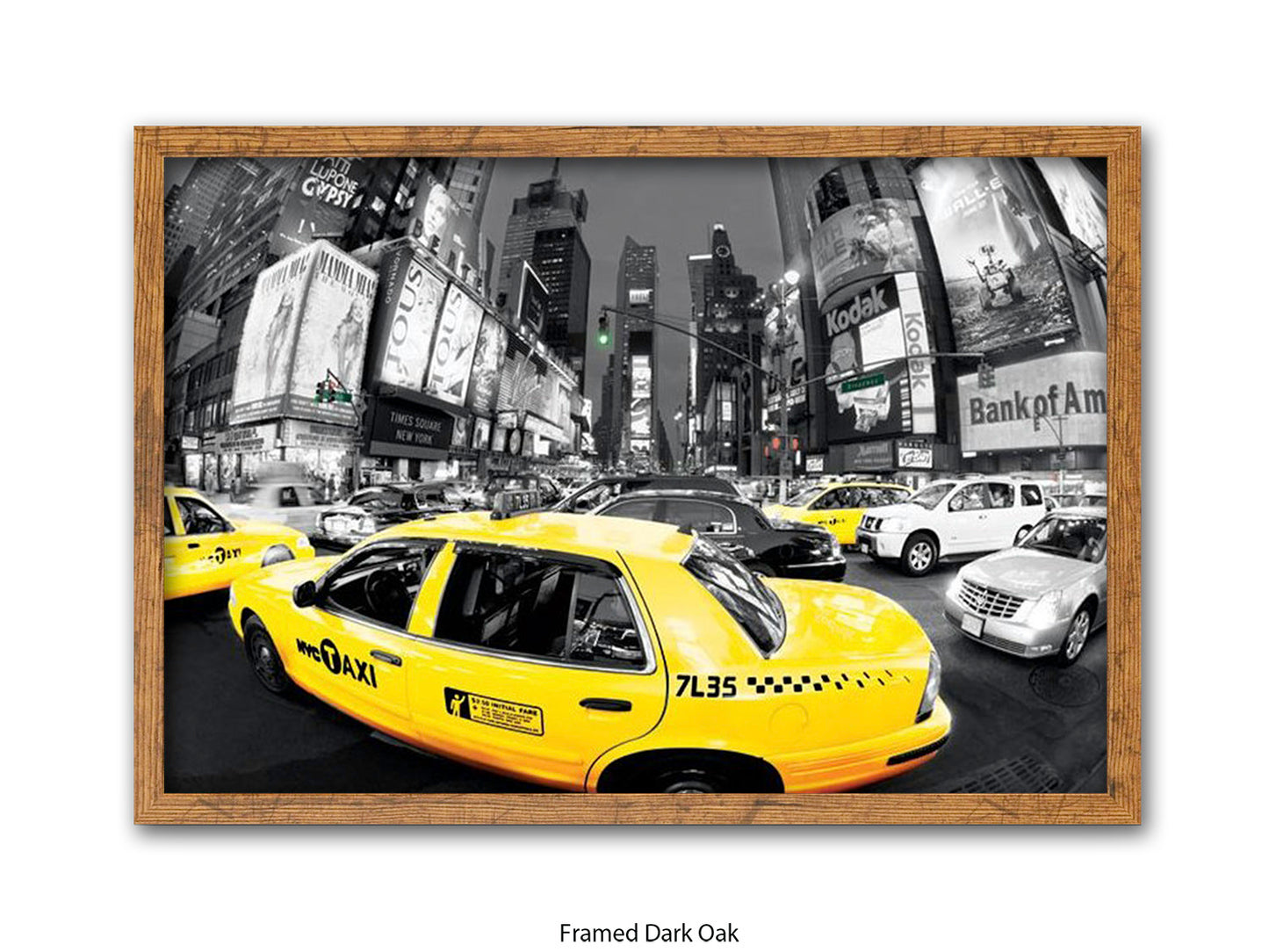 New York City Times Square Yellow Taxi Ð Black and White Selective Color Poster