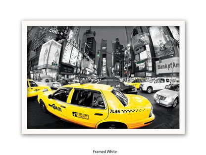 New York City Times Square Yellow Taxi Ð Black and White Selective Color Poster