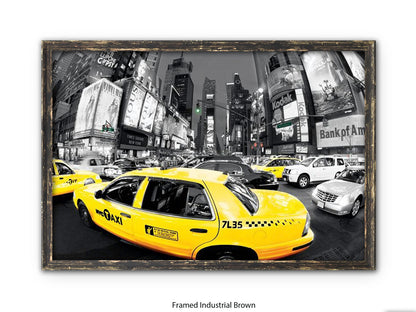 New York City Times Square Yellow Taxi Ð Black and White Selective Color Poster