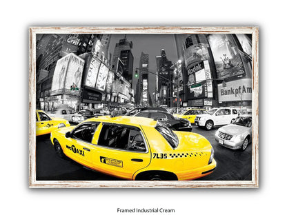New York City Times Square Yellow Taxi Ð Black and White Selective Color Poster