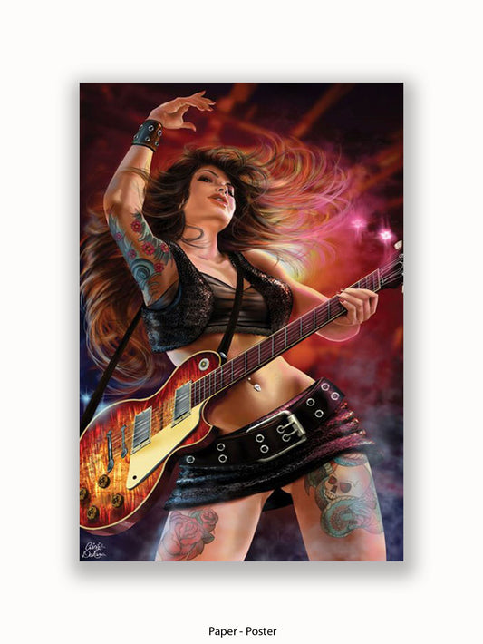 Cris De Lara  Rock Chic  Guitar Poster