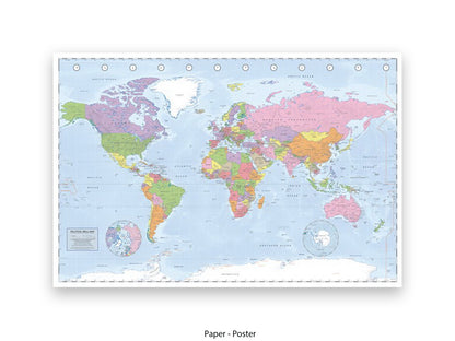 World Map | Miller Projection | Wall Decor Poster
