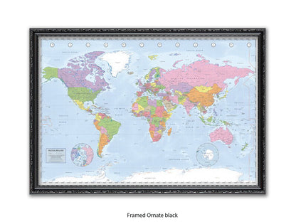 World Map | Miller Projection | Wall Decor Poster