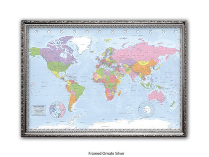 World Map | Miller Projection | Wall Decor Poster