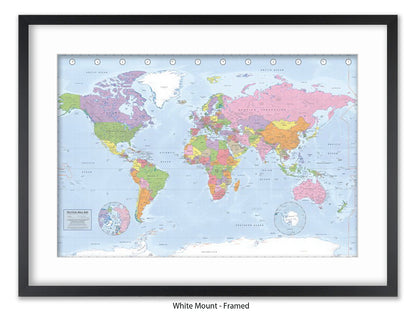World Map | Miller Projection | Wall Decor Poster