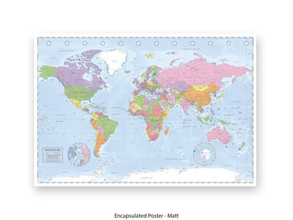 World Map | Miller Projection | Wall Decor Poster