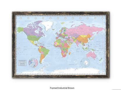 World Map | Miller Projection | Wall Decor Poster