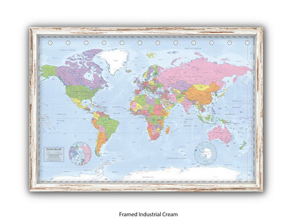 World Map | Miller Projection | Wall Decor Poster