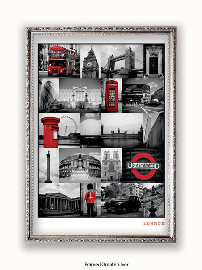 London  Red Collage poster