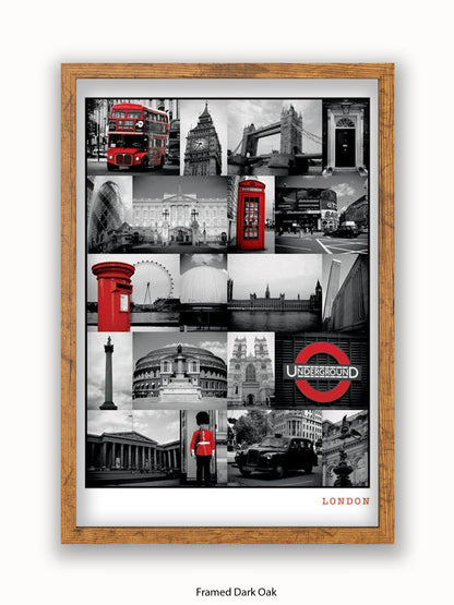 London  Red Collage poster