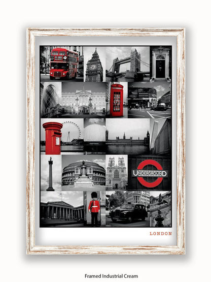 London  Red Collage poster