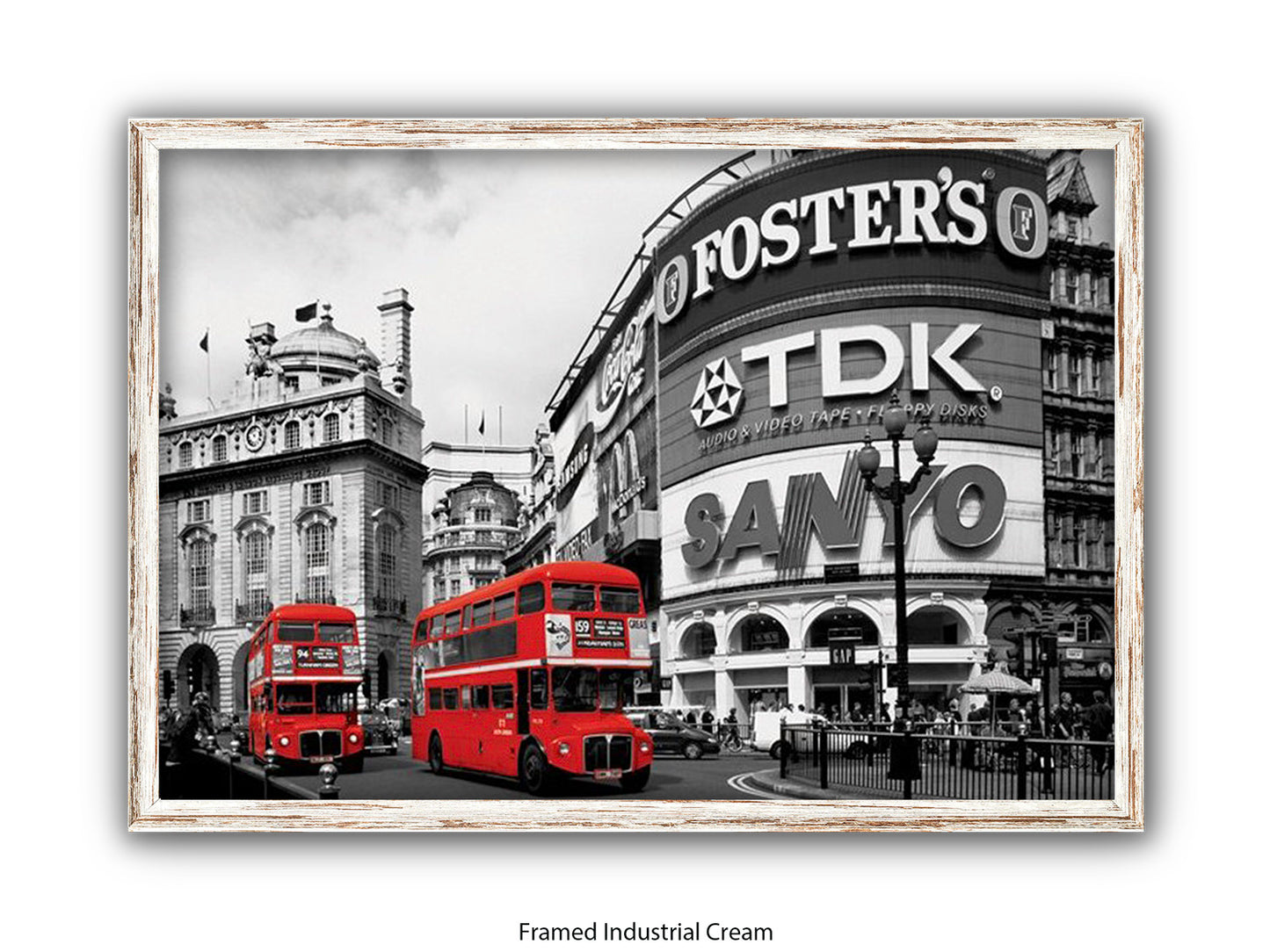 London Picadilly Circus Red Bus - Black and White Selective Color Poster