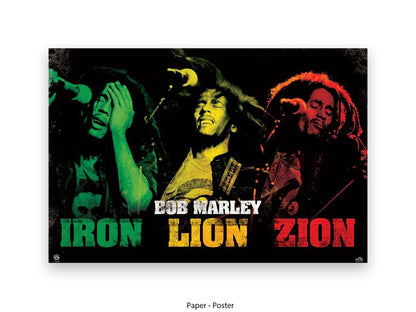 Bob Marley Poster Ð Iron Lion Zion Ð Reggae Legend Wall Art Ð Vintage Jamaican Music Print