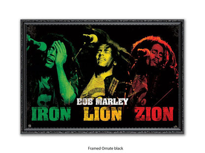 Bob Marley Poster - Iron Lion Zion - Reggae Legend Wall Art - Vintage Jamaican Music Print