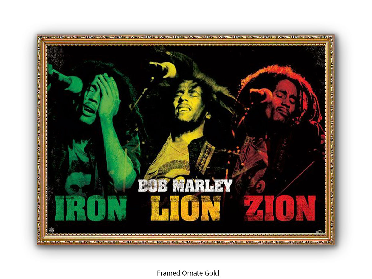 Bob Marley Poster - Iron Lion Zion - Reggae Legend Wall Art - Vintage Jamaican Music Print