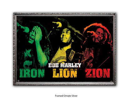 Bob Marley Poster - Iron Lion Zion - Reggae Legend Wall Art - Vintage Jamaican Music Print