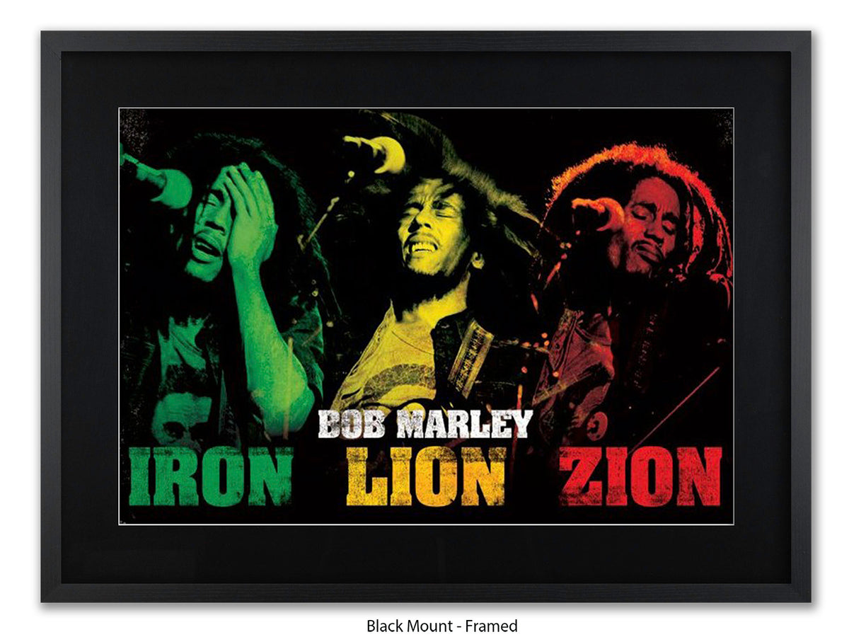 Bob Marley Poster - Iron Lion Zion - Reggae Legend Wall Art - Vintage Jamaican Music Print