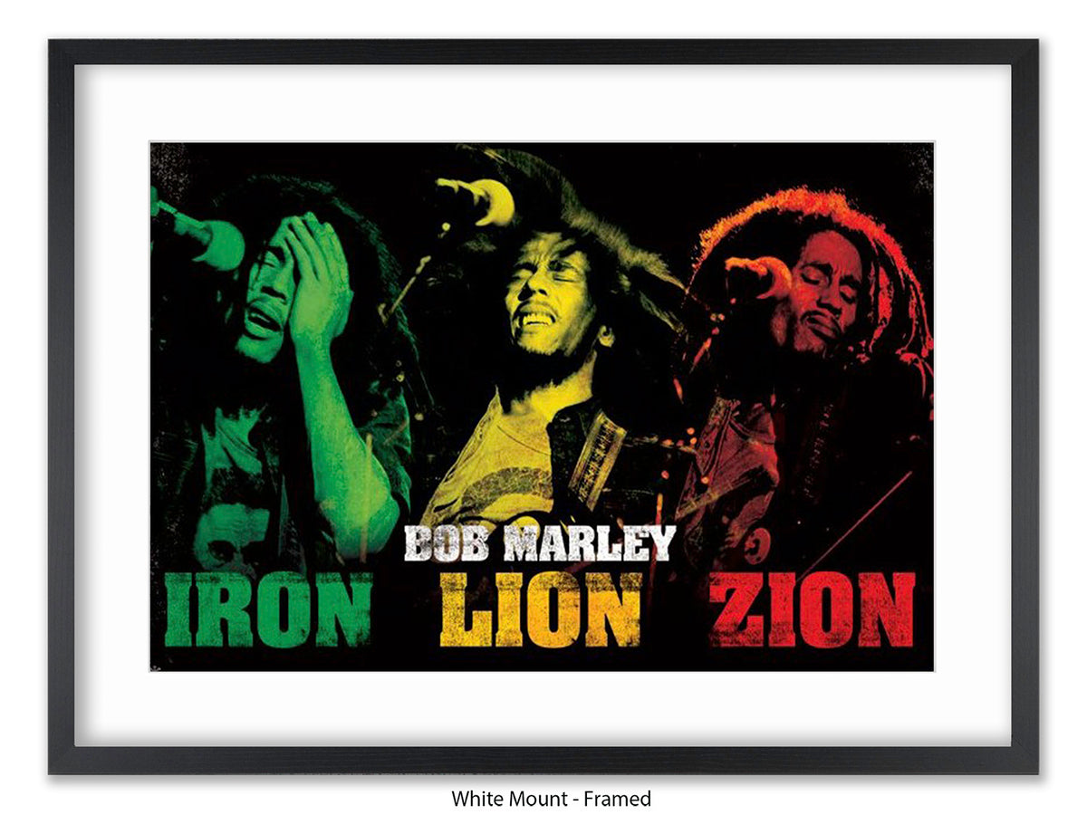 Bob Marley Poster - Iron Lion Zion - Reggae Legend Wall Art - Vintage Jamaican Music Print