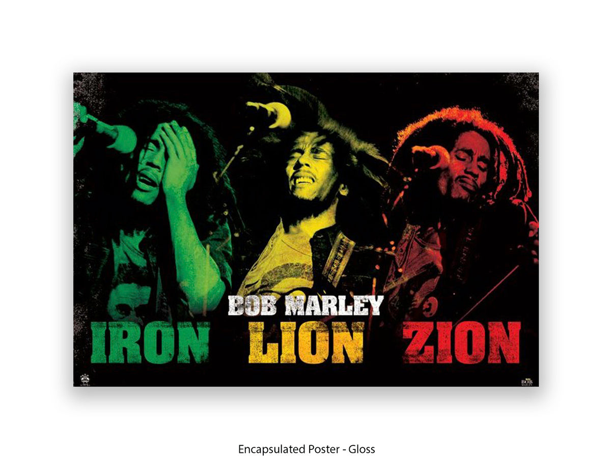 Bob Marley Poster - Iron Lion Zion - Reggae Legend Wall Art - Vintage Jamaican Music Print