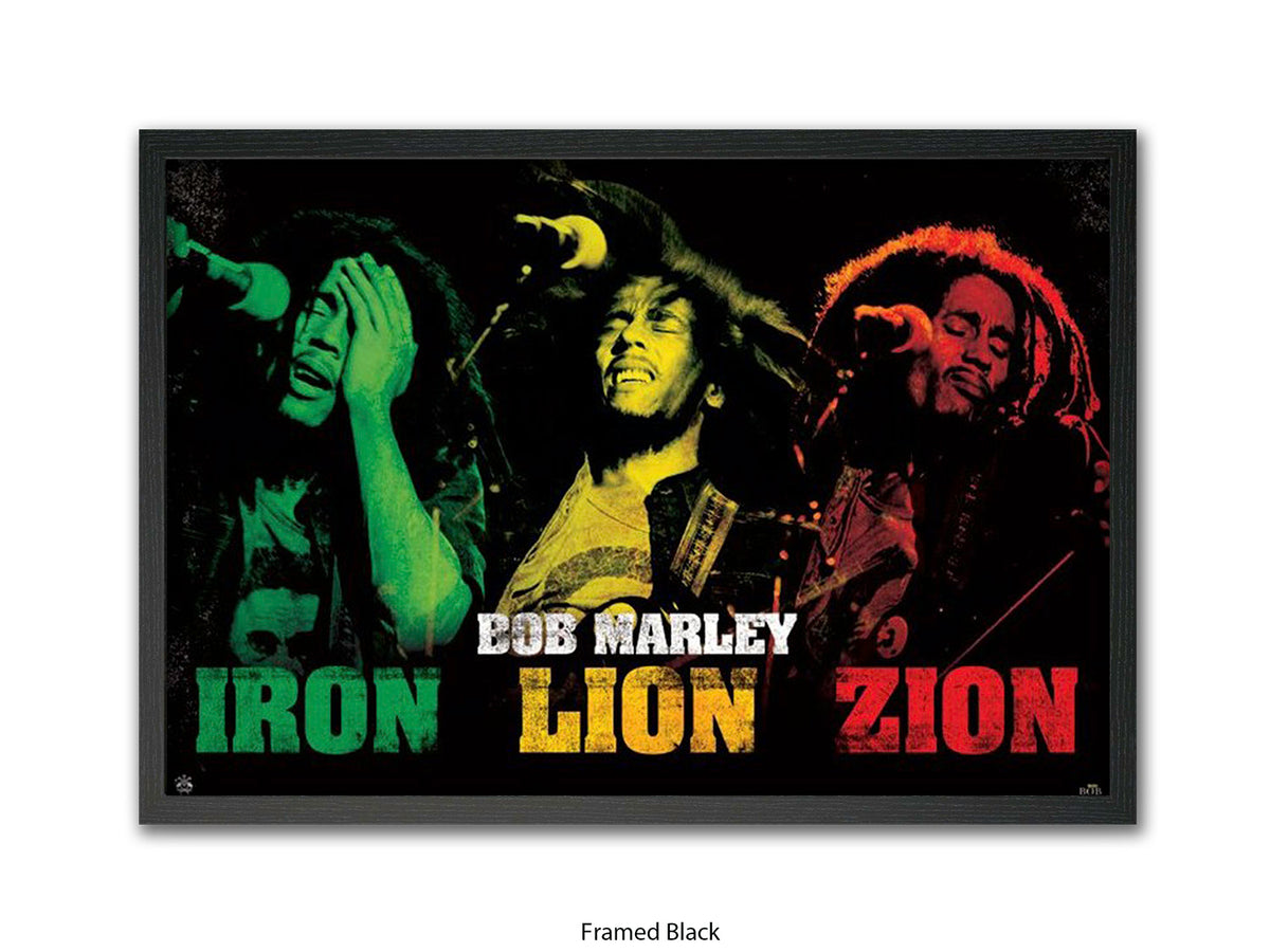 Bob Marley Poster - Iron Lion Zion - Reggae Legend Wall Art - Vintage Jamaican Music Print