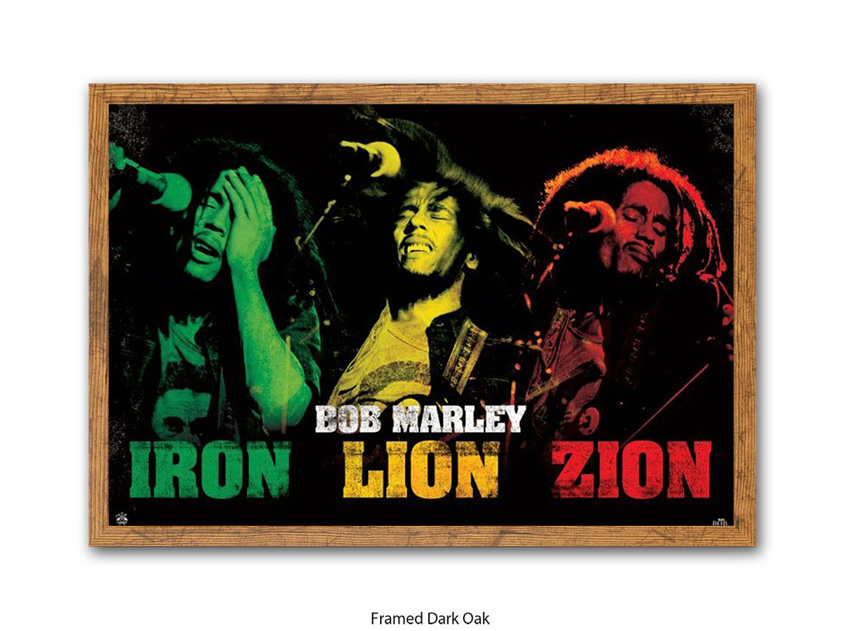 Bob Marley Poster - Iron Lion Zion - Reggae Legend Wall Art - Vintage Jamaican Music Print