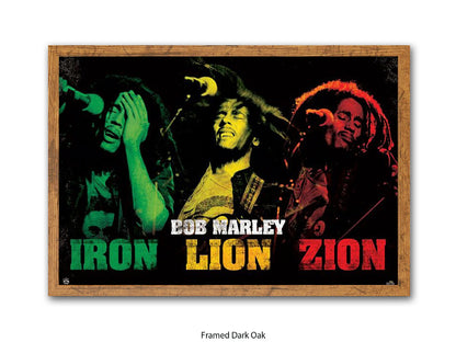 Bob Marley Poster - Iron Lion Zion - Reggae Legend Wall Art - Vintage Jamaican Music Print