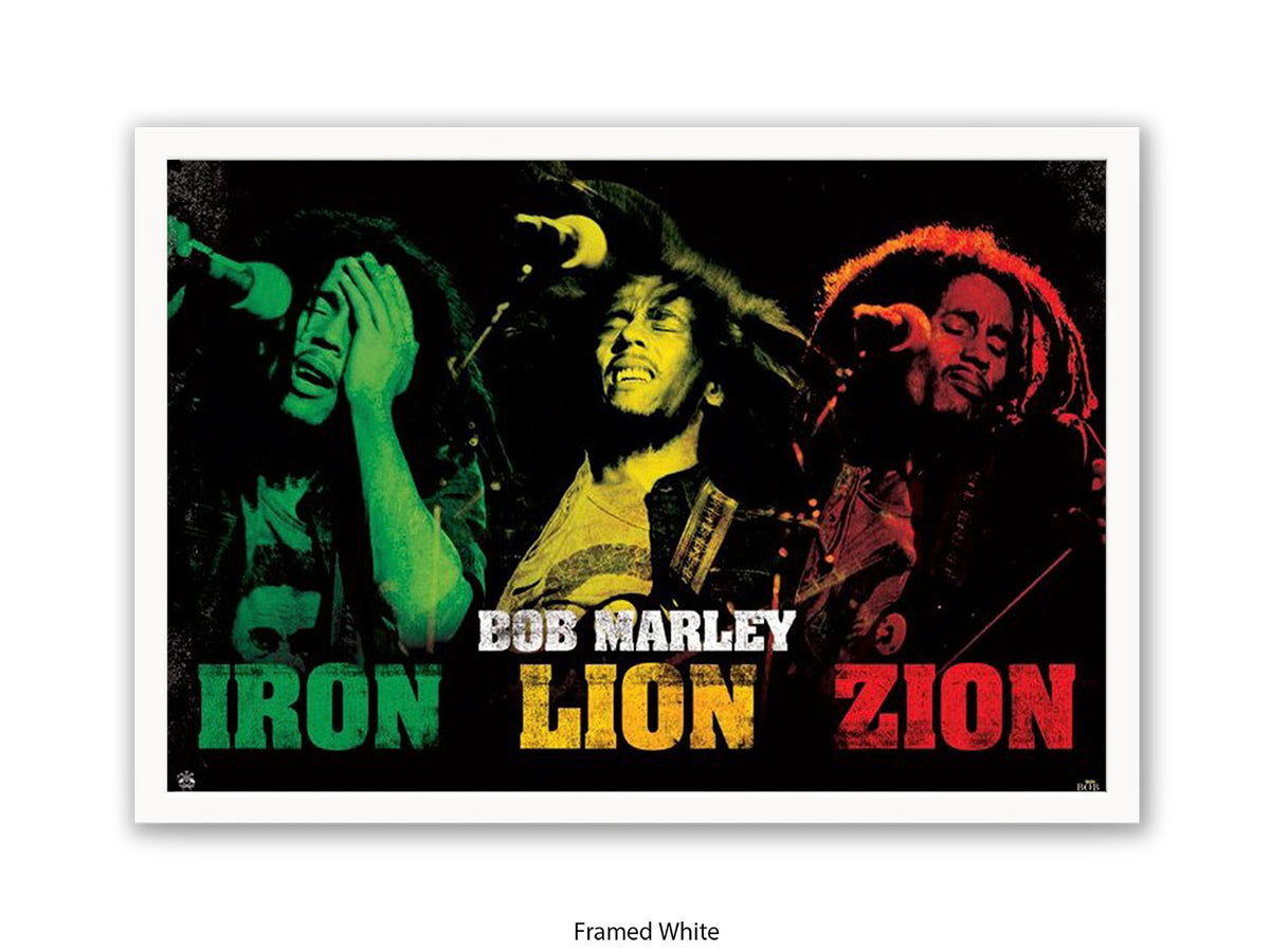 Bob Marley Poster - Iron Lion Zion - Reggae Legend Wall Art - Vintage Jamaican Music Print