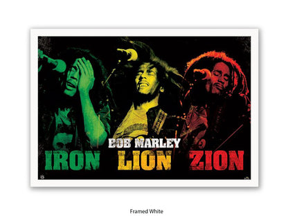 Bob Marley Poster - Iron Lion Zion - Reggae Legend Wall Art - Vintage Jamaican Music Print