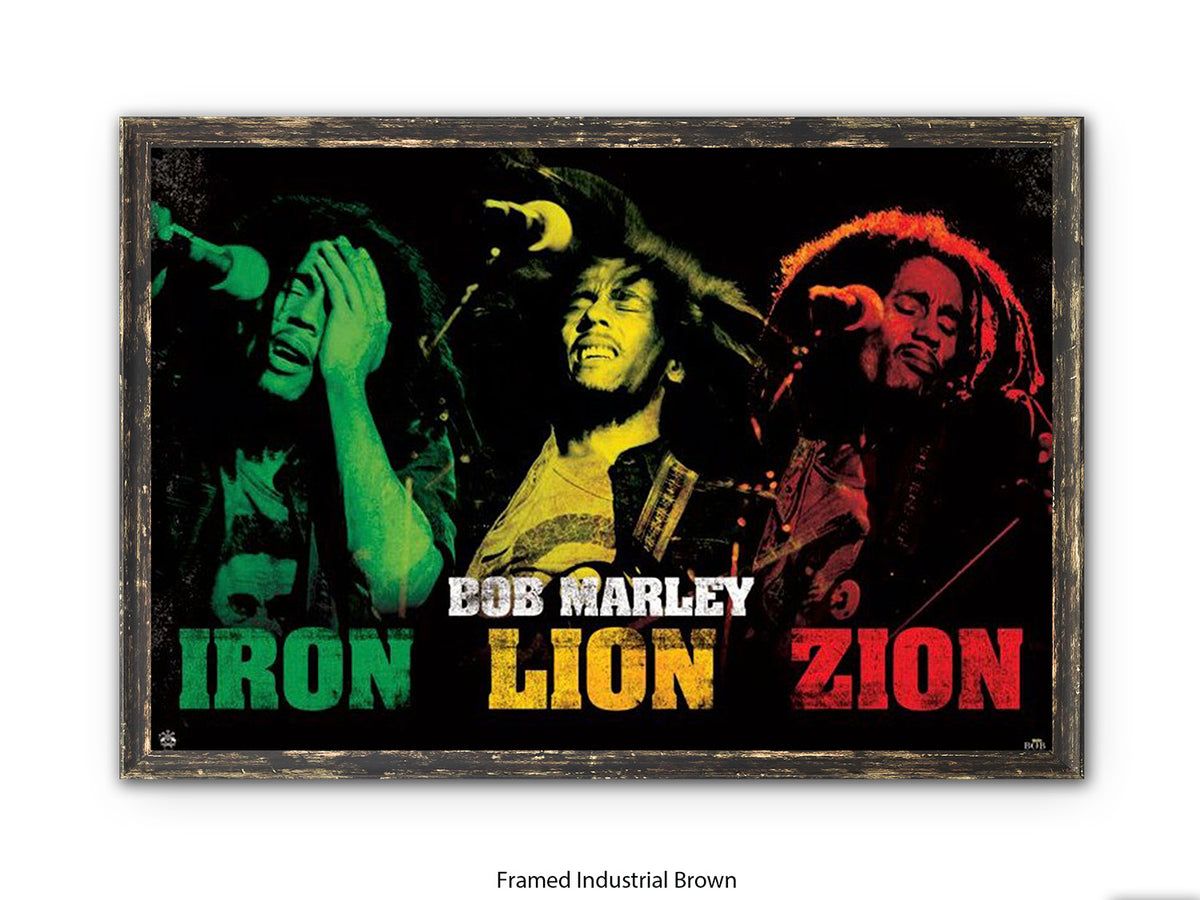 Bob Marley Poster - Iron Lion Zion - Reggae Legend Wall Art - Vintage Jamaican Music Print