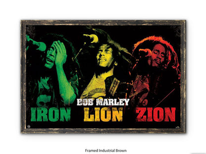 Bob Marley Poster - Iron Lion Zion - Reggae Legend Wall Art - Vintage Jamaican Music Print
