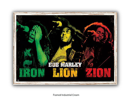 Bob Marley Poster - Iron Lion Zion - Reggae Legend Wall Art - Vintage Jamaican Music Print