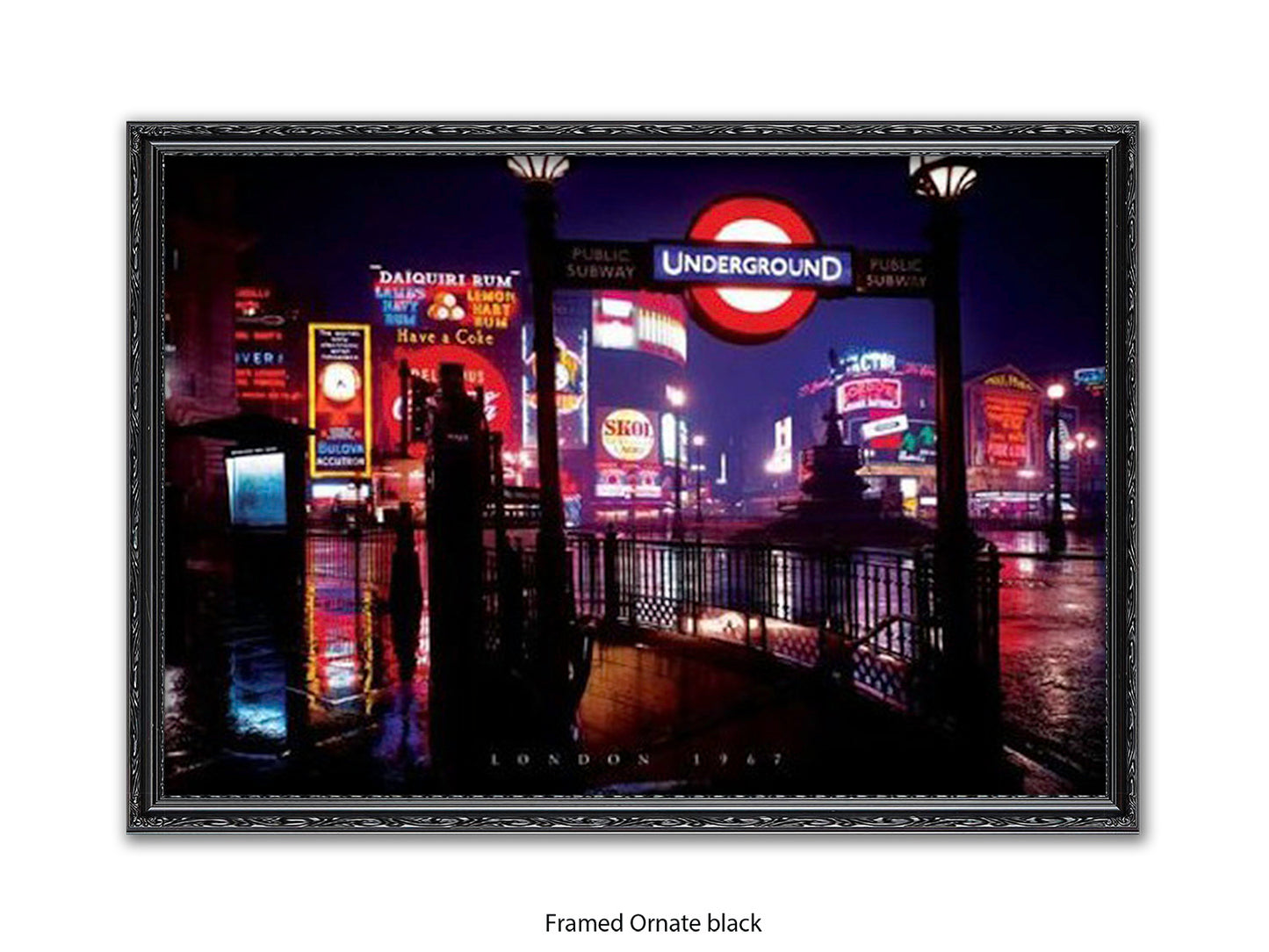 Vintage London 1967 Piccadilly Circus Underground Night Poster