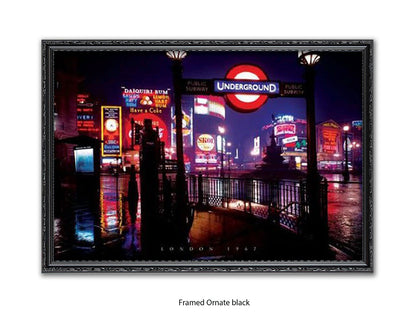 Vintage London 1967 Piccadilly Circus Underground Night Poster