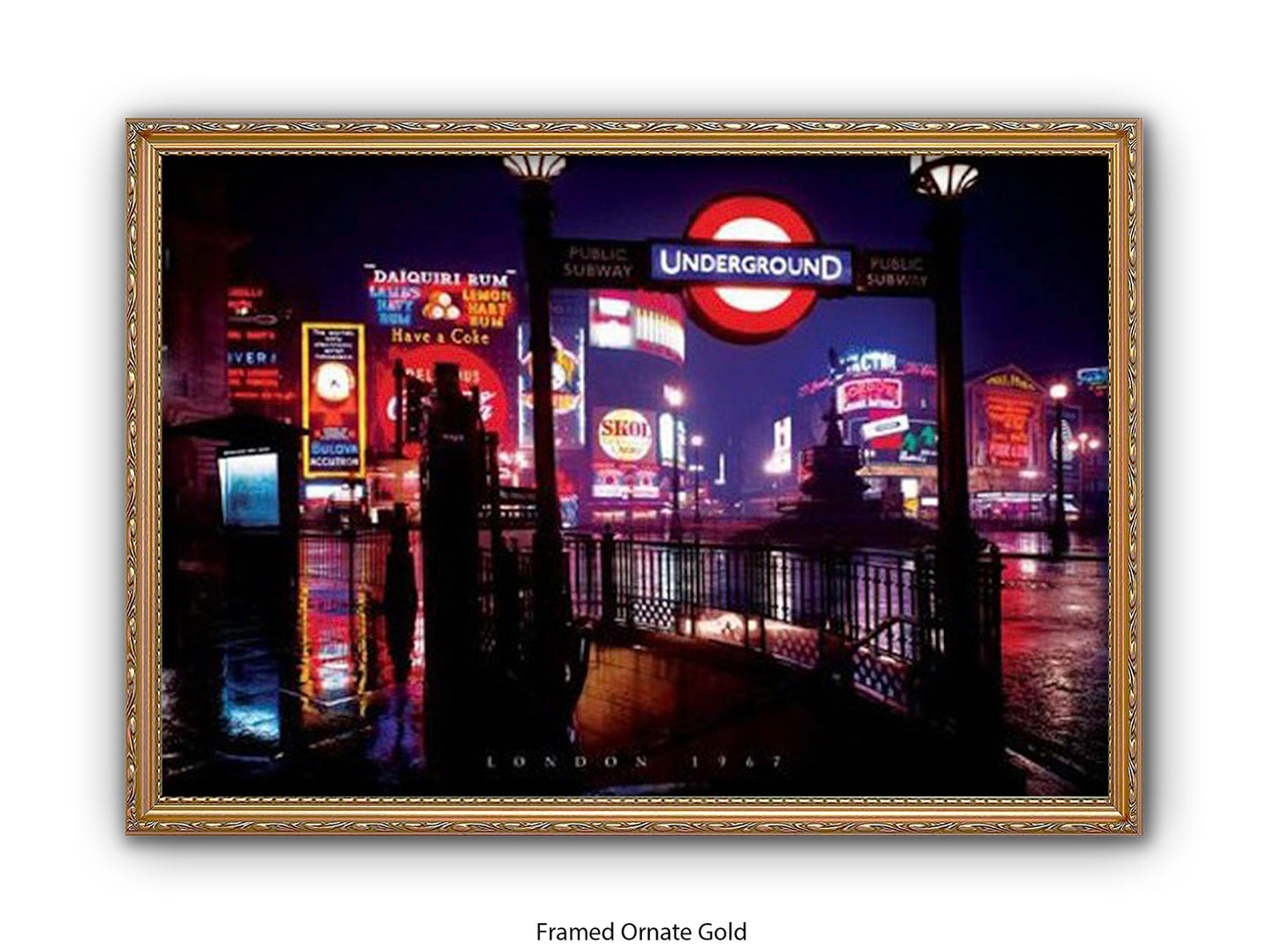 Vintage London 1967 Piccadilly Circus Underground Night Poster