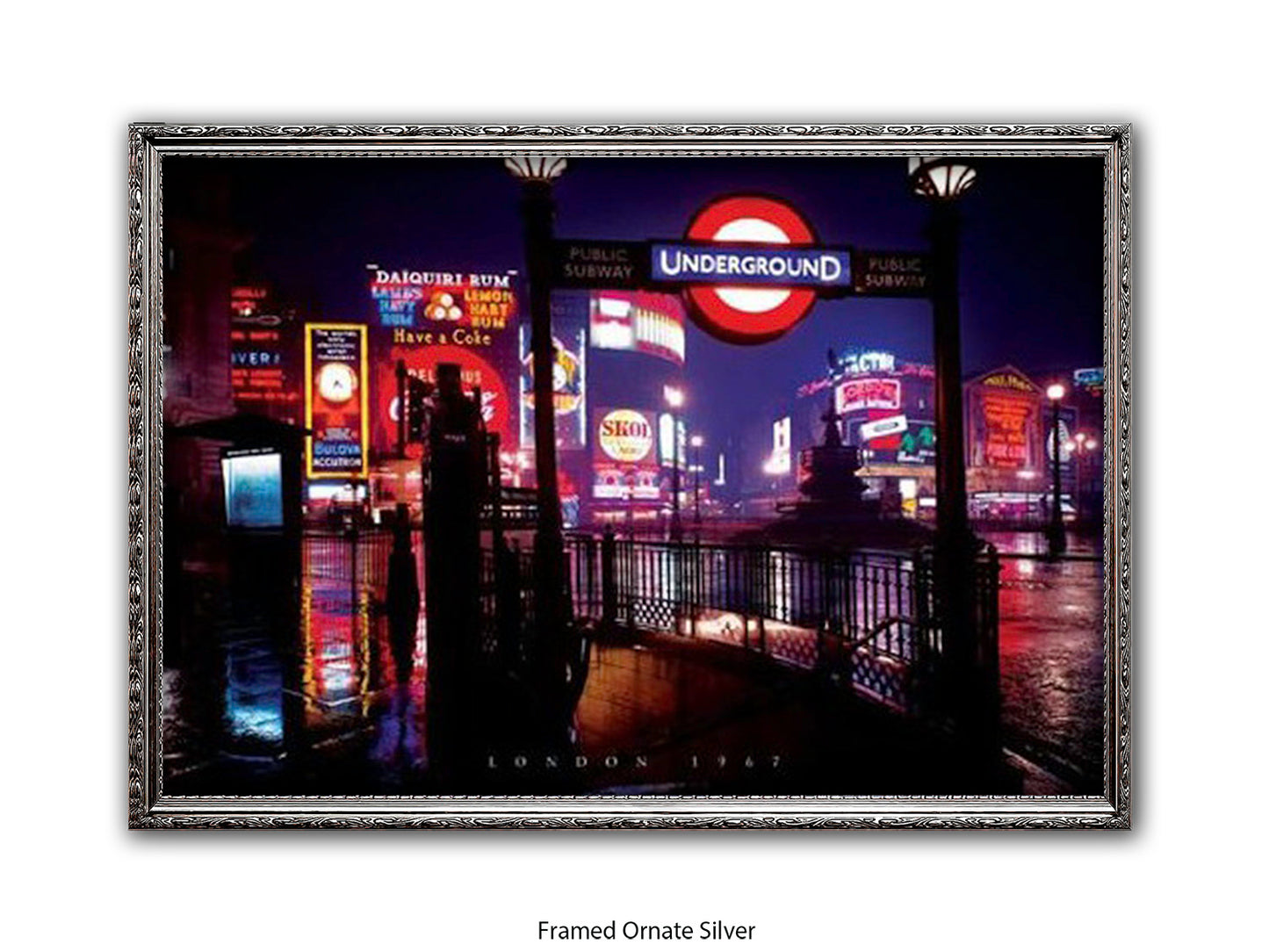 Vintage London 1967 Piccadilly Circus Underground Night Poster