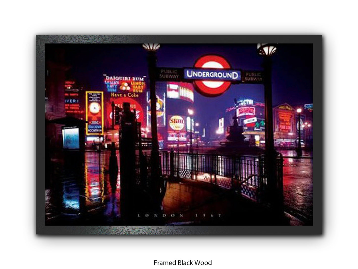 Vintage London 1967 Piccadilly Circus Underground Night Poster