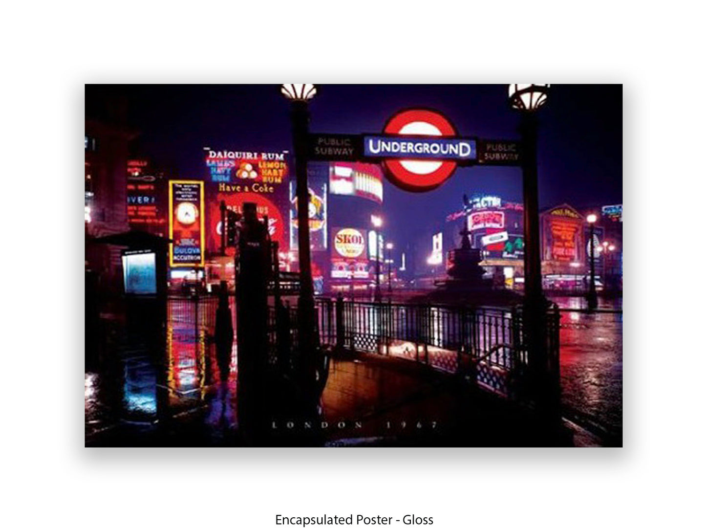 Vintage London 1967 Piccadilly Circus Underground Night Poster