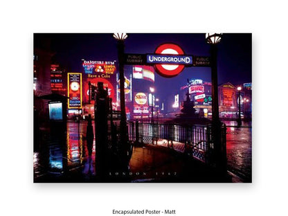 Vintage London 1967 Piccadilly Circus Underground Night Poster
