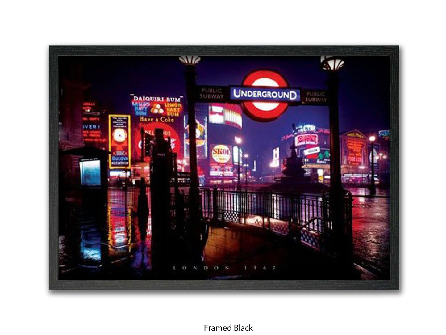 Vintage London 1967 Piccadilly Circus Underground Night Poster