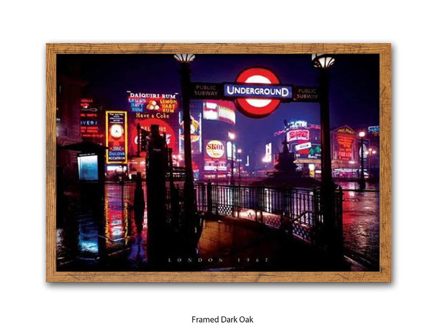 Vintage London 1967 Piccadilly Circus Underground Night Poster