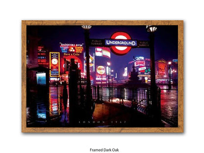 Vintage London 1967 Piccadilly Circus Underground Night Poster