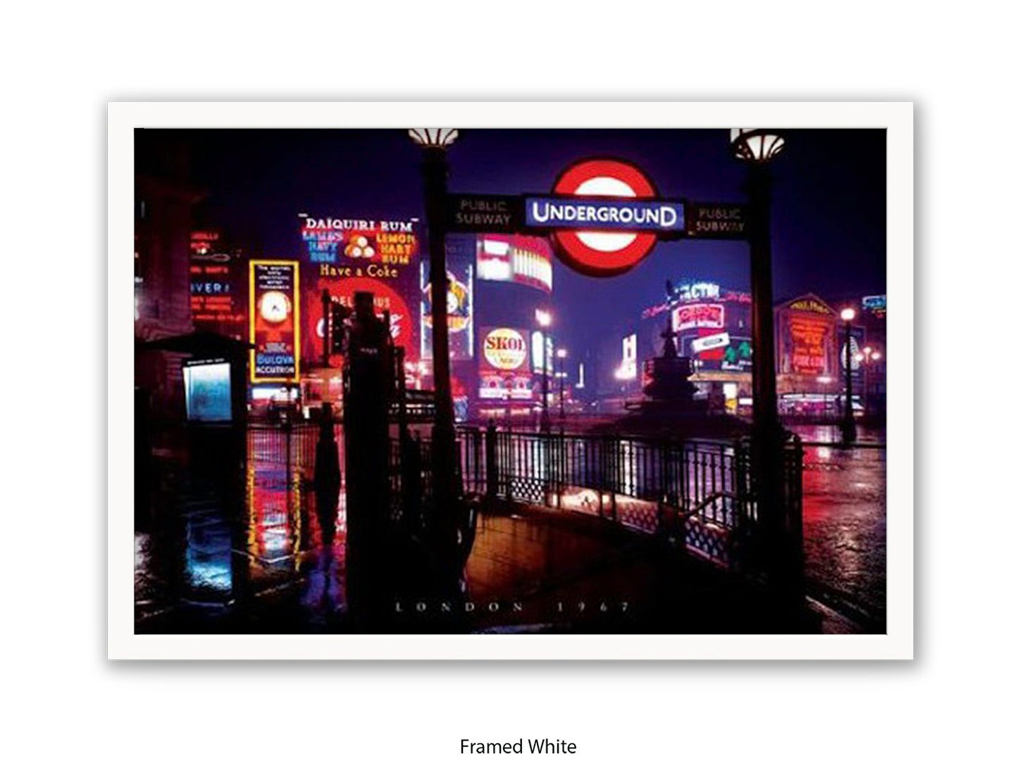 Vintage London 1967 Piccadilly Circus Underground Night Poster