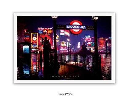 Vintage London 1967 Piccadilly Circus Underground Night Poster