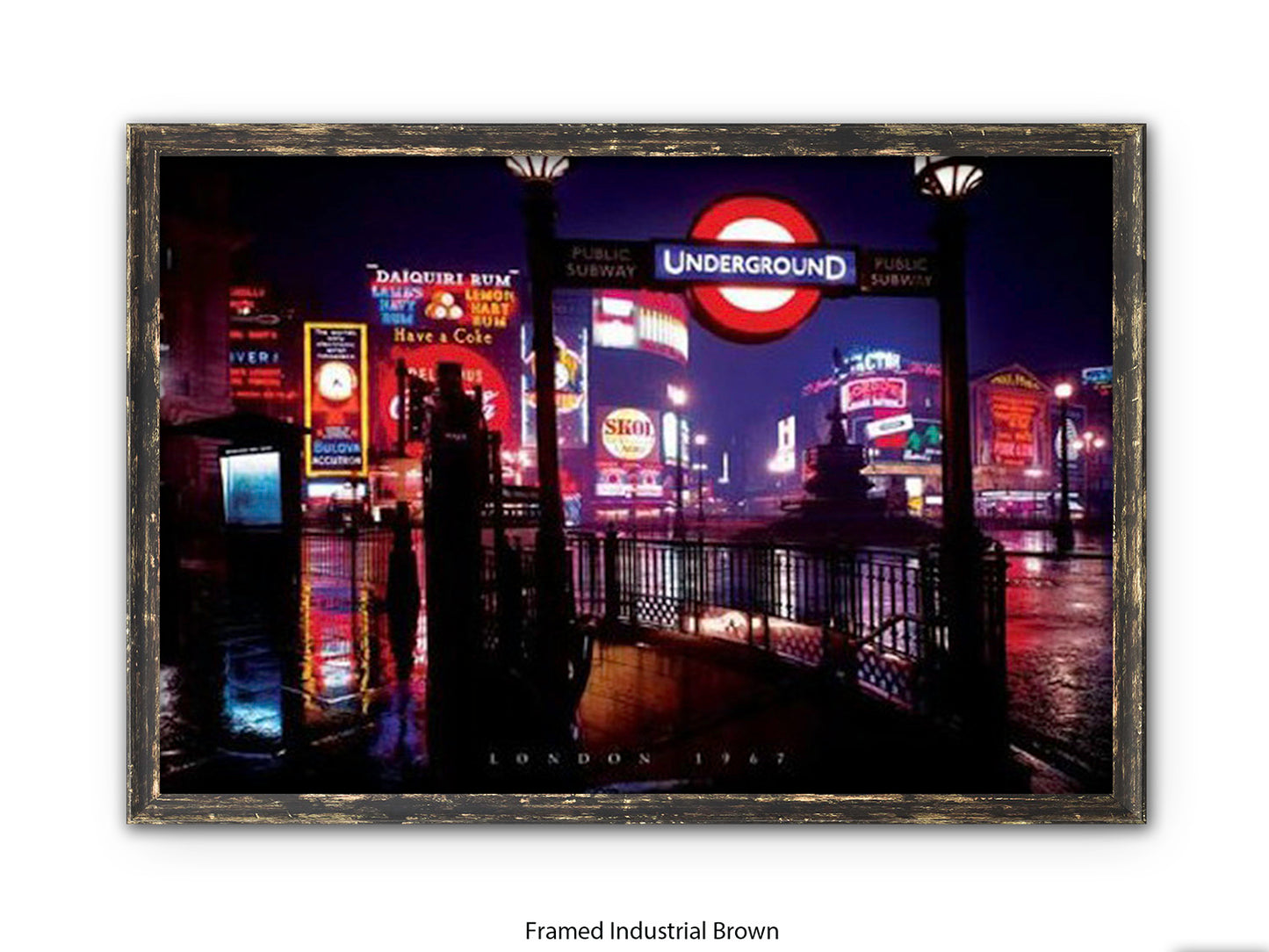 Vintage London 1967 Piccadilly Circus Underground Night Poster