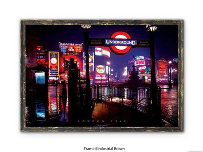 Vintage London 1967 Piccadilly Circus Underground Night Poster