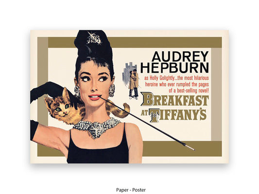 Audrey Hepburn Breakfast at Tiffanys pop art style poster, landscape