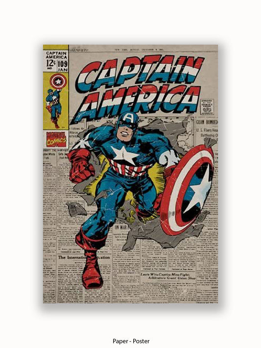 Captain America  Comic Book Cover Poster